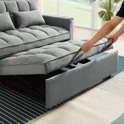 LUXURY LIFE Madrid Velvet 2 Seater Pull Out Sofa Bed in Grey - thumbnail 6