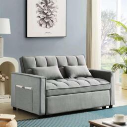 LUXURY LIFE Madrid Velvet 2 Seater Pull Out Sofa Bed in Grey