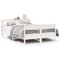 Berkfield Home Bed Frame without Mattress White 120x190 cm Small Double Solid Wood Pine - thumbnail 2