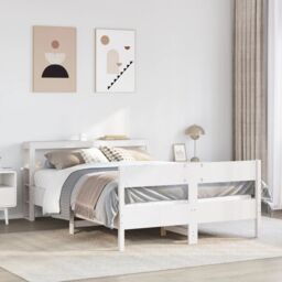 Berkfield Home Bed Frame without Mattress White 120x190 cm Small Double Solid Wood Pine - thumbnail 1