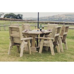 Churnet Valley Garden Furniture Ltd Ergo 6 Chairs Table Set - Min. Assembly Required - Set of Cushions Inc in Brown - thumbnail 2