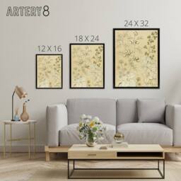 "Artery8 Wild Rose Ivy Blackberry Botanical Jones Framed Canvas Wall Art in Beige - Size: W12"" x H16""" - thumbnail 4