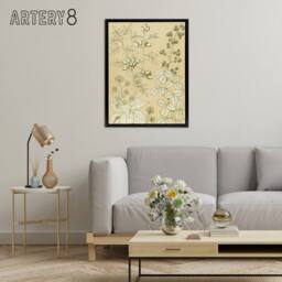 "Artery8 Wild Rose Ivy Blackberry Botanical Jones Framed Canvas Wall Art in Beige - Size: W12"" x H16""" - thumbnail 3