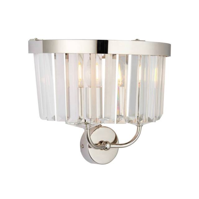 Netlighting Ascoli Wall Lamp Bright Nickel Plate & Clear Cut Glass 2 x 6W LED E14 in Grey - image 1