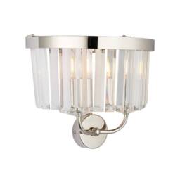 Netlighting Ascoli Wall Lamp Bright Nickel Plate & Clear Cut Glass 2 x 6W LED E14 in Grey - thumbnail 1