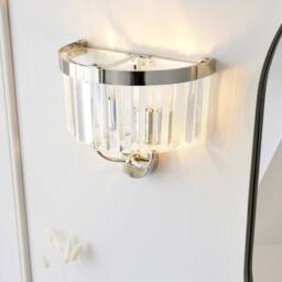 Netlighting Ascoli Wall Lamp Bright Nickel Plate & Clear Cut Glass 2 x 6W LED E14 in Grey - thumbnail 4