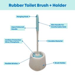 JVL Pro Clean Anti-Bacteria Rubber Toilet Brush & Holder in Blue - thumbnail 5