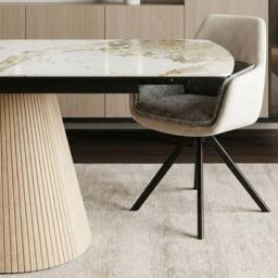 HOME LUXE INTERIOR Monaco Grey Stone Extending Dining Set 6 Maryland Swivel Chairs - thumbnail 7