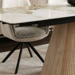 HOME LUXE INTERIOR Monaco Grey Stone Extending Dining Set 6 Maryland Swivel Chairs - thumbnail 6