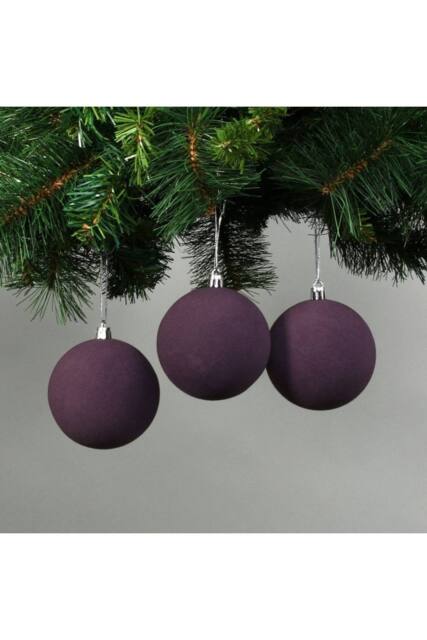 KDMD 8cm Deep Purple Velvet Baubles Set of 6 - image 1