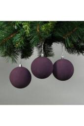 KDMD 8cm Deep Purple Velvet Baubles Set of 6 - thumbnail 1