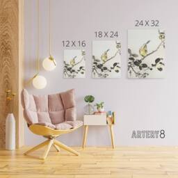 "Artery8 Bunting On Blossom Branch Canvas Wall Art Print Ohara Koson in Grey - Size: W18"" x H24""" - thumbnail 4