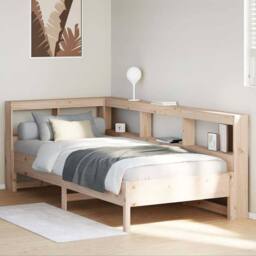 Berkfield Home Bookcase Bed without Mattress 75x190 cm Solid Wood Pine in Light Tan - thumbnail 2