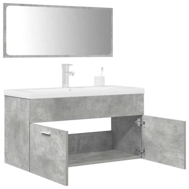 Berkfield Home 3 Piece Bathroom Furniture Set Concrete Grey Engineered Wood - image 1