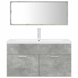 Berkfield Home 3 Piece Bathroom Furniture Set Concrete Grey Engineered Wood - thumbnail 4