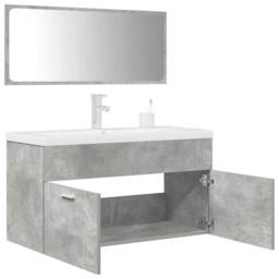 Berkfield Home 3 Piece Bathroom Furniture Set Concrete Grey Engineered Wood - thumbnail 1