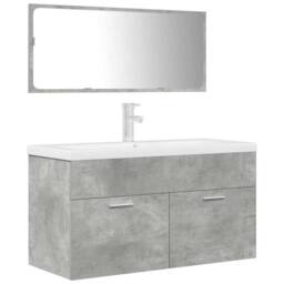 Berkfield Home 3 Piece Bathroom Furniture Set Concrete Grey Engineered Wood - thumbnail 2