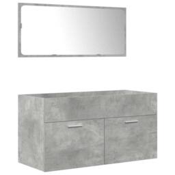 Berkfield Home 3 Piece Bathroom Furniture Set Concrete Grey Engineered Wood - thumbnail 5