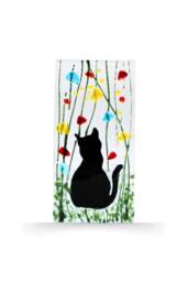 Sienna Glass Handmade Fused Glass - Tea Light Holder - Cat - Wildflower