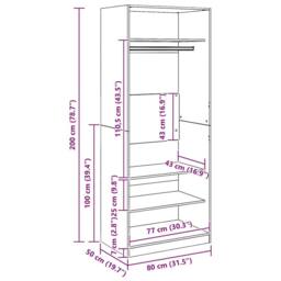 Berkfield Home Wardrobe Artisian Oak 80x50x200 cm Engineered Wood in Brown - Size: 80 x 50 x 200 cm - thumbnail 9