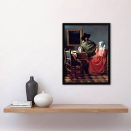 Artery8 Johannes Vermeer Framed Wall Art Print The Wine Glass Cropped Paiting - Size: A4 - thumbnail 2