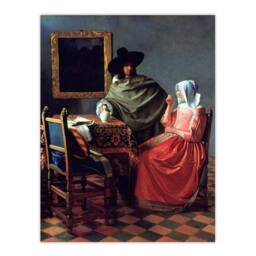 Artery8 Johannes Vermeer Framed Wall Art Print The Wine Glass Cropped Paiting - Size: A4 - thumbnail 3