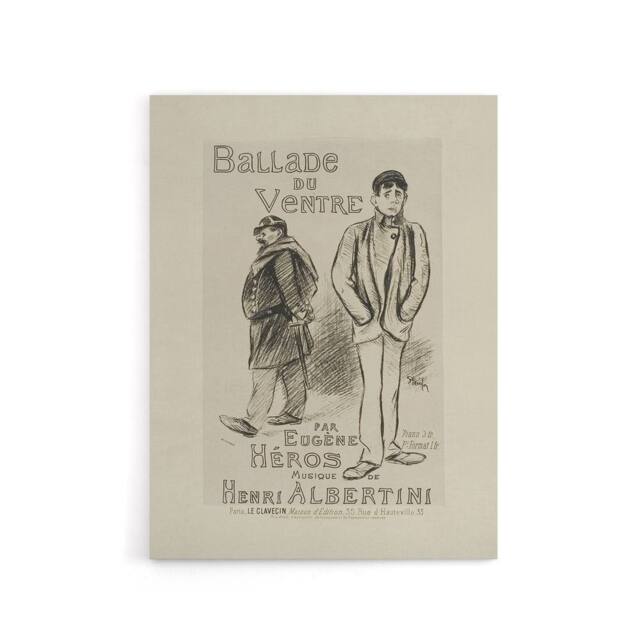 "Artery8 Ballade du Ventre Theatre Poster Steinlen Canvas Wall Art in Beige - Size: W18"" x H24""" - image 1