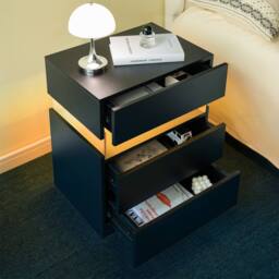 Direct Wicker LED Nightstand Acrylic Board Bedside Table End Table with 3 Drawer in Black - Size: 1 Pack - thumbnail 5