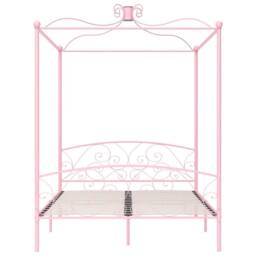 Berkfield Home Canopy Bed Frame Pink Metal 160x200 cm - thumbnail 3