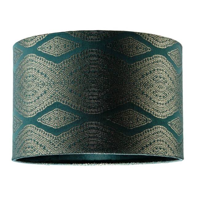 Happy Homewares Sophisticated Forest Green Lamp Shade with Intricate Geometric Pattern in Dark Green - Size: 12 inches - image 1