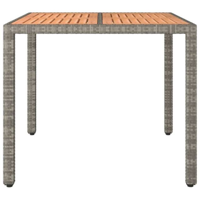 Berkfield Home Garden Table with Wooden Top Grey Poly Rattan&Solid Wood Acacia - image 1