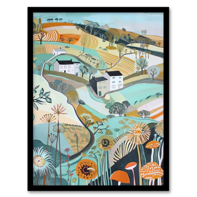 Artery8 Aberdaron Rural Wales Landscape Wildflowers Hills Framed Art Print - Size: A4 - image 1