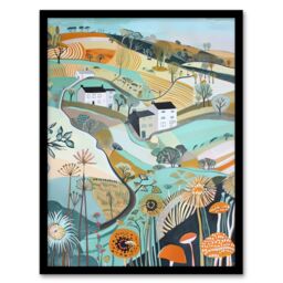 Artery8 Aberdaron Rural Wales Landscape Wildflowers Hills Framed Art Print - Size: A4 - thumbnail 1