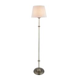 First Choice Lighting Lytchett - Antique Brass Spindle Floor Lamp with Natural Linen Shade in Bronze - thumbnail 4