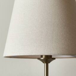 First Choice Lighting Lytchett - Antique Brass Spindle Floor Lamp with Natural Linen Shade in Bronze - thumbnail 3
