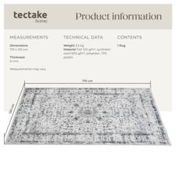 tectake Washable Rug Aliya 160 X 230 Cm - Grey - Size: 160 cm x 230 cm - thumbnail 6