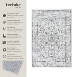 tectake Washable Rug Aliya 160 X 230 Cm - Grey - Size: 160 cm x 230 cm - thumbnail 2