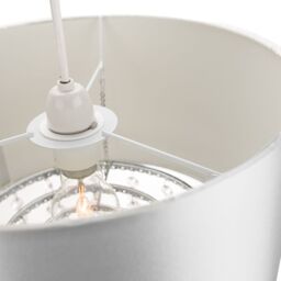 Happy Homewares Modern Satin Fabric Pendant Light Shade with Acrylic Droplets in Grey - Size: 12 inches - thumbnail 2