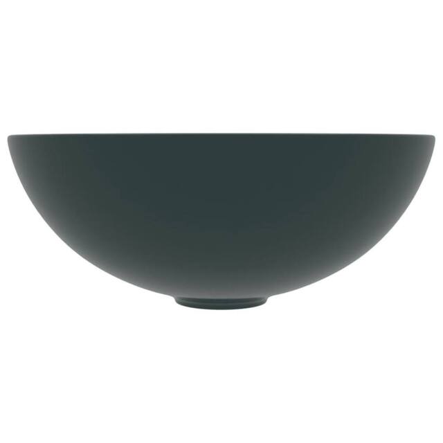 Berkfield Home Sleek Bathroom Sink Ceramic Dark Green Round - image 1