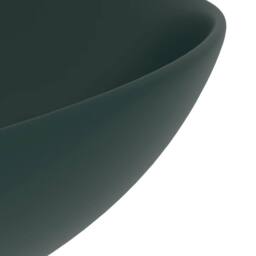 Berkfield Home Sleek Bathroom Sink Ceramic Dark Green Round - thumbnail 5
