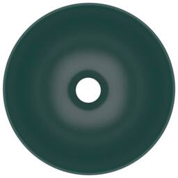 Berkfield Home Sleek Bathroom Sink Ceramic Dark Green Round - thumbnail 4