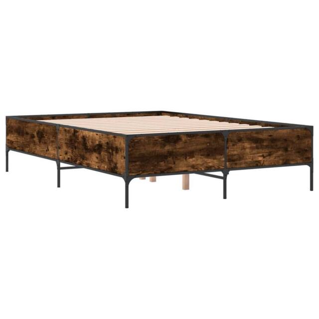 Berkfield Home Durable Bed Frame without Mattress Smoked Oak 140x200 cm in Brown - image 1