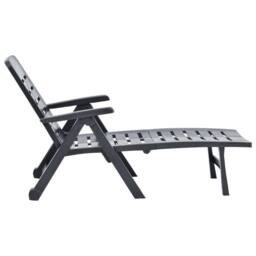 Berkfield Home Folding Sun Lounger Plastic Anthracite in Dark Grey - thumbnail 4