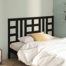 Berkfield Home Bed Headboard Black 146x4x100 cm Solid Wood Pine - Size: 146 x 4 x 100 cm - thumbnail 2
