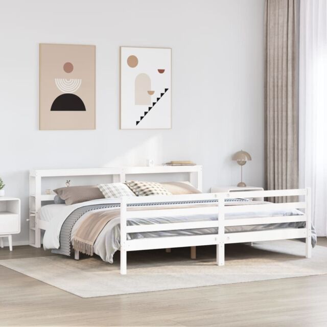 Berkfield Home Bed Frame without Mattress White 200x200 cm Solid Wood Pine - image 1
