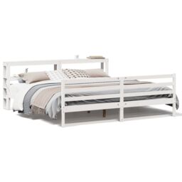 Berkfield Home Bed Frame without Mattress White 200x200 cm Solid Wood Pine - thumbnail 2