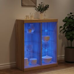 Berkfield Home Sideboard with LED Lights Sonoma Oak 81x37x100 cm in Brown - Size: 81 x 37 x 100 cm - thumbnail 4