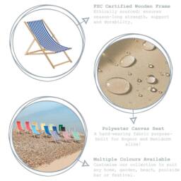 Harbour Housewares Folding Wooden Deck Chairs Green Pack of 2 - thumbnail 2
