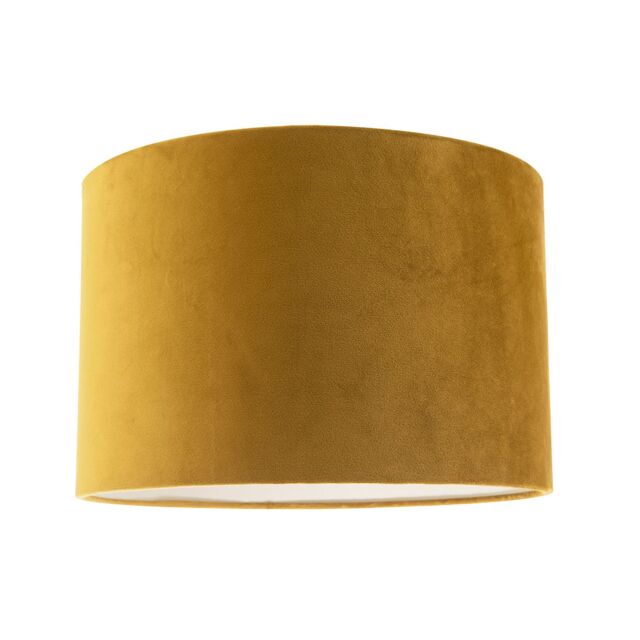 Happy Homewares Designer Soft Velvet Fabric Round Lamp Shade for Table or Pendant in Mustard - Size: 12 inches - image 1