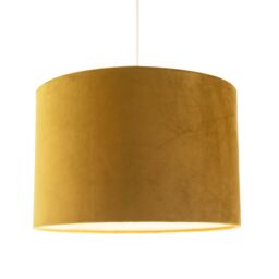 Happy Homewares Designer Soft Velvet Fabric Round Lamp Shade for Table or Pendant in Mustard - Size: 12 inches - thumbnail 2